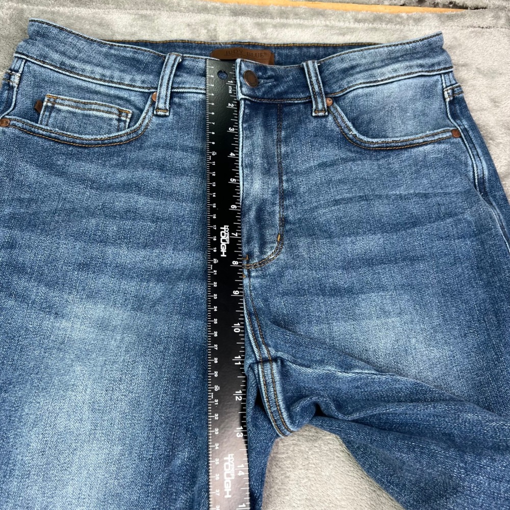 Judy Blue Flare Jeans Womens 14W Medium Wash Blue Stretch Embroidered Pockets - Picture 9 of 13